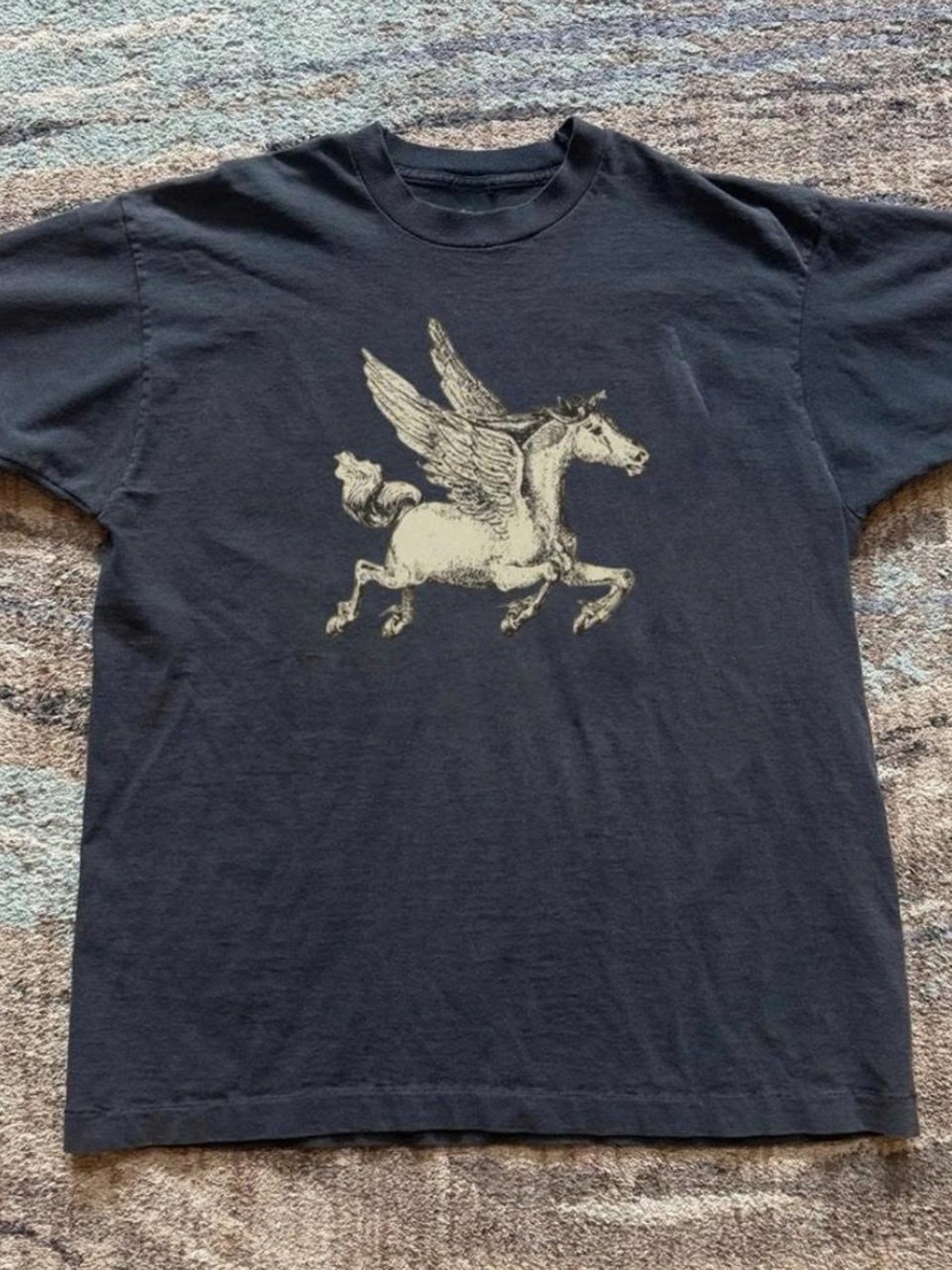 Gildan Black Short Sleeve Tee with Cream Pegasus Graphic